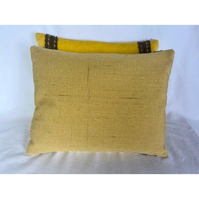Metal Pair of Custom Appliqué Pillows by Mla For Sale - Image 7 of 8