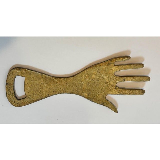 Mid 20th Century Moroccan Hamsa Hand Brass Bottle Opener Boho Talisman Barware 1960s For Sale - Image 5 of 9