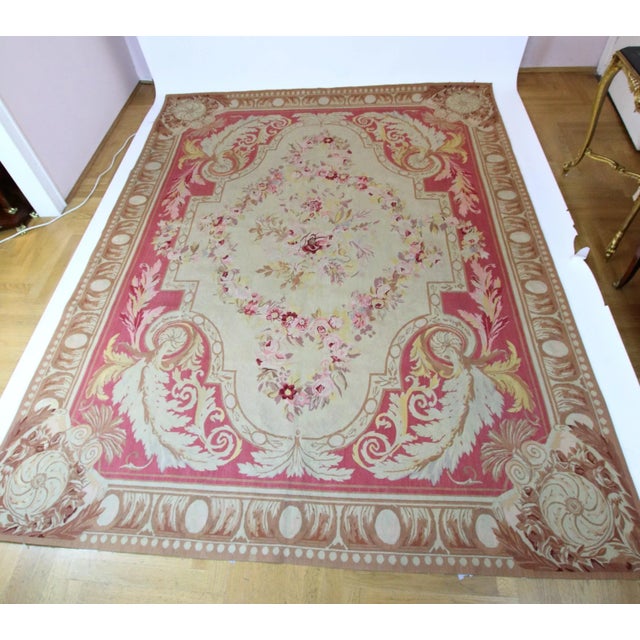 Large French Louis XVI Baubusson Rug with Flower Cartridge, 1890s For Sale - Image 11 of 12