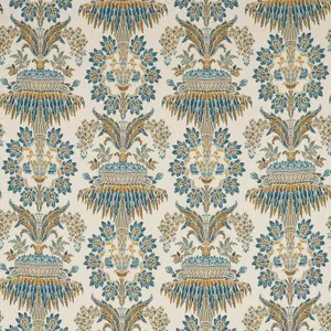 Zoffany Long Gallery Brocade Fabric in Teal/Gold