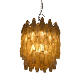 Amber Polyhedron Chandelier from Venini, 1960 For Sale