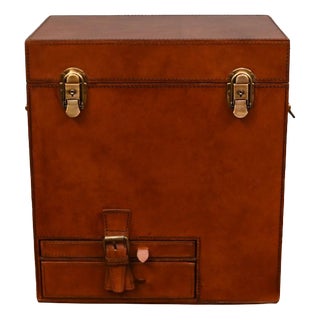 Vintage Leather Hamper Champagne and Wine Picnic Box For Sale