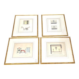 Charlotte Moss Hand Colored Engravings of Architectural Elements and Furniture -Set 4 For Sale
