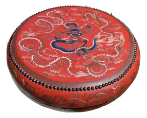 Early 19th Century A Large Finely Painted Dragon Carved Red Lacquer Circular Box/Cover Qing Dynasty