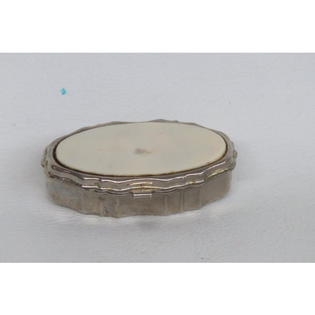 Metal Pill Box Small Compact Vintage Trinket Storage With Clasp Closure 4760b For Sale - Image 11 of 12