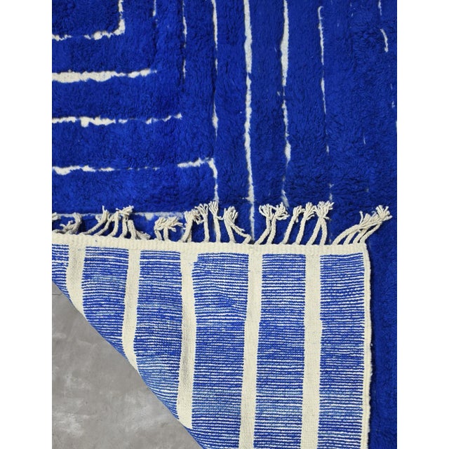 2020s Blue Moroccan Rug - 9.8 X 7.7 Ft For Sale - Image 5 of 6