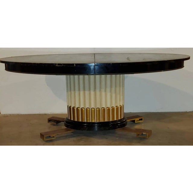 Brown and Saltman Vintage 1950s Attributed to Paul Frankl Empire Faux Marbling Dining Table For Sale - Image 4 of 13