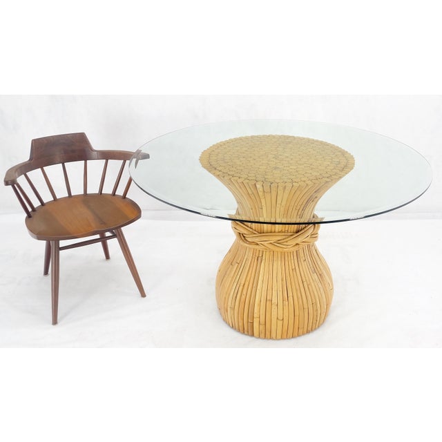 1970s Sheaf of Bamboo Round Glass Top Onion Shape Single Pedestal Dining Table For Sale - Image 5 of 12