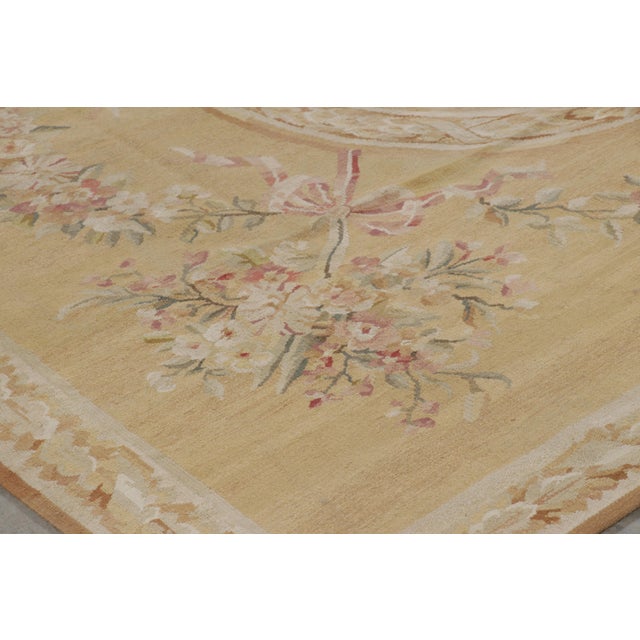 2010s Rug & Kilim’s Aubusson Style Rug in Light Gold and Cream With Floral Medallion For Sale - Image 5 of 9