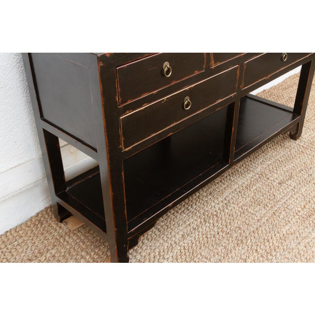 20th Century Black Lacquer Stone Top Console For Sale In Los Angeles - Image 6 of 13