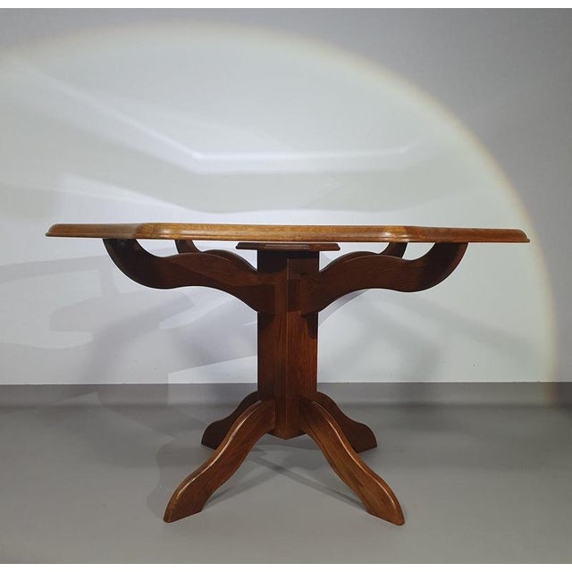 Octagonal Oak Dining Table with Inlaid Glass Top For Sale - Image 6 of 18