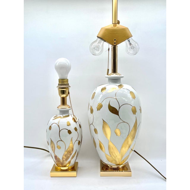 Table Lamps in Porcelain and 24kt Gold by Mangani Florenz for Oggetti, Italy, 1970s, Set of 2 For Sale - Image 16 of 16