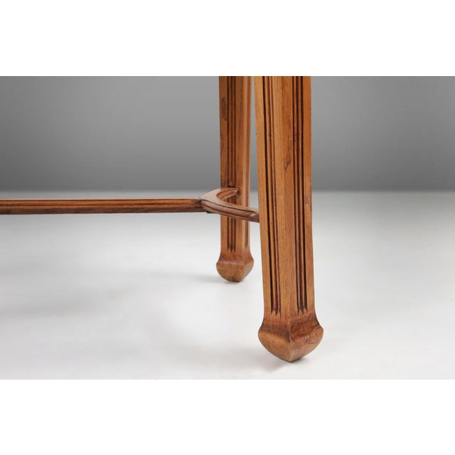 Art Deco French Oval Side Table in Oak, 1930s For Sale - Image 4 of 12