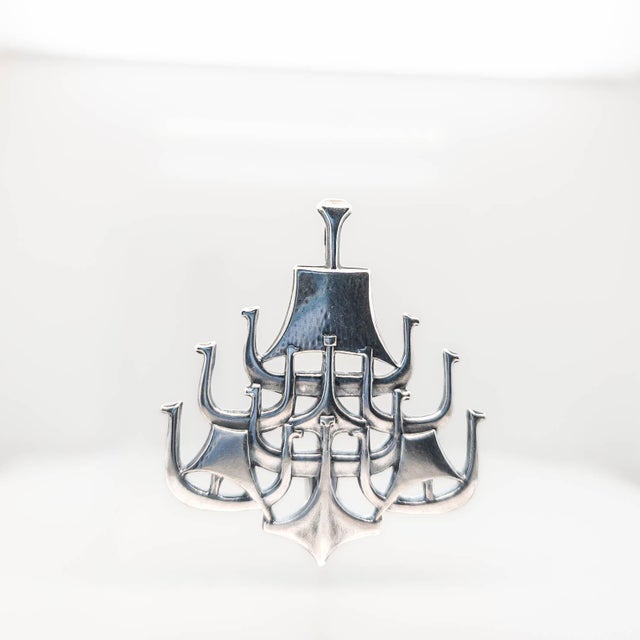 David Andersen Bjørn S. Østern David Andersen Modernist Sterling Silver Longship Brooch/Pendant For Sale - Image 4 of 15