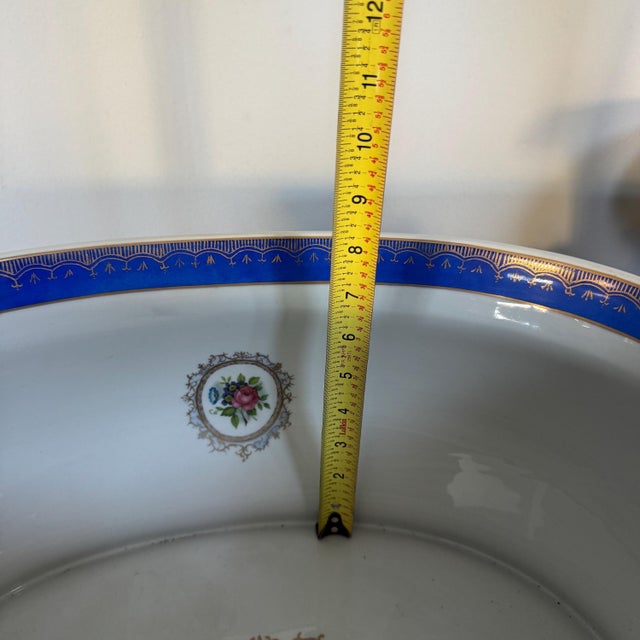 Late 20th Century Sèvres-Style Cobalt Blue & Gold Gilt Porcelain Footbath Centerpiece For Sale - Image 14 of 18
