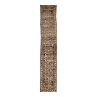 19th Century Antique Malayer Wool Runner Rug With Geometric Trellis Motif For Sale