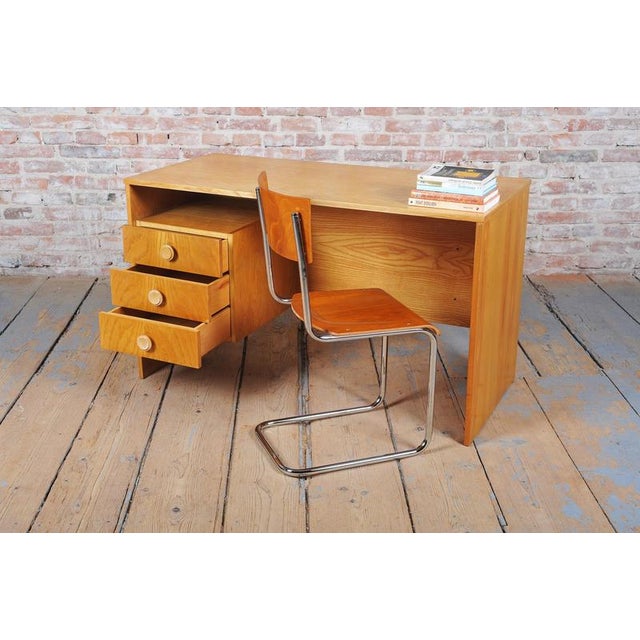 1960s Mid-Century Modern Writing Desk with Oak Veneer, Czech, 1960s For Sale - Image 5 of 11