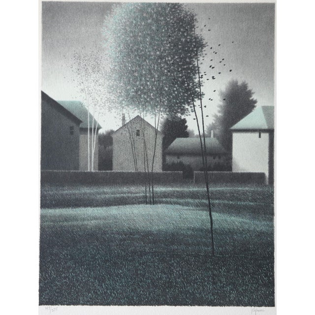 Robert Kipniss Limited Edition Color Lithograph Titled "Approaching Town, Dawn" Signed Numbered 147/275 Framed Size 22 x...