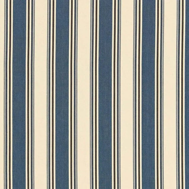 Sample - Schumacher Loren Stripe Fabric in Marine For Sale