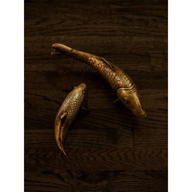 Vintage Mid-Century Modern Brass Koi Fish Figurine Set For Sale - Image 16 of 16