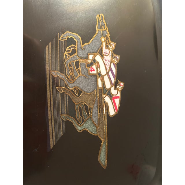 Mid-Century Modern Couroc Equestrian Themed Tray 3 Race Horses With Jockies Neck in Neck! For Sale - Image 3 of 3