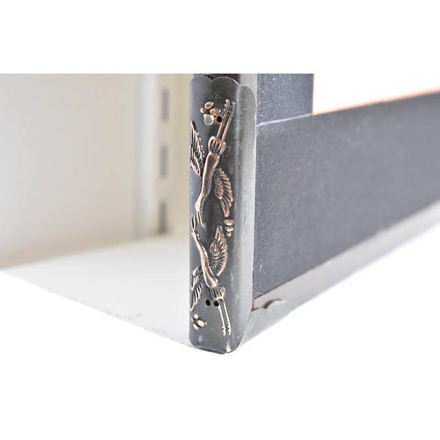 1960s Chinese Bamboo Floral Scene 4 Panel Silk Folding Screen Watercolor Painting Signed For Sale - Image 9 of 15