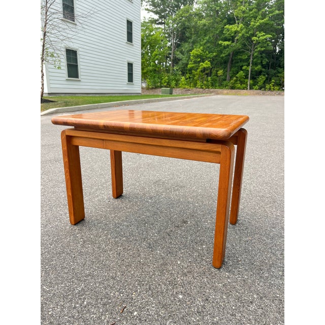 Gorgeous D-Scan Danish Modern Teak Butcher Block Top Table. Label has been removed. Good vintage condition, wear...