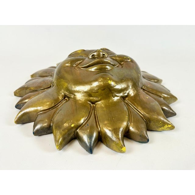 Mid-Century Modern Vintage Concrete Wall Sun Face Sculpture, 1900s For Sale - Image 3 of 6