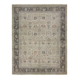 Apadana's Modern Mahal Style Oversized Indian Wool Rug Handmade in Beige For Sale