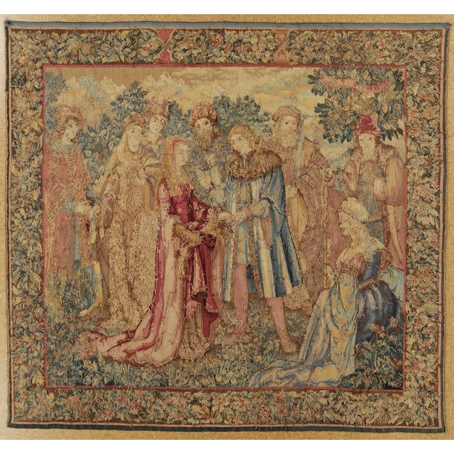 Tapestry 19th Century Marriage Of Ruth Grandmother of King Solomon Brussels Silk Foundation. Near Mint Condition. Unrestored.