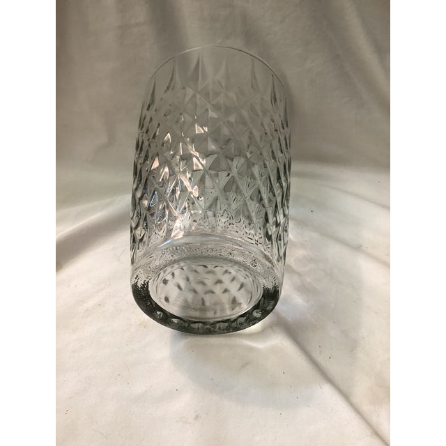 Traditional Vintage Pressed Glass Diamond Pattern Vase For Sale - Image 3 of 4
