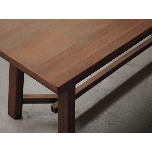 Brutalist Oak Dining Table, France, 1970s For Sale - Image 9 of 18