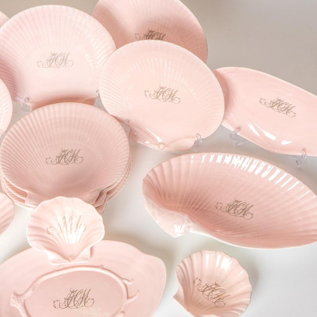 Josiah Wedgwood Antique Pink Porcelain 'Nautilus' Dessert Service by Wedgwood for John Mortlock, 1880s Victorian- 18 Pieces For Sale - Image 4 of 12