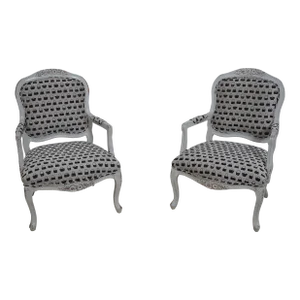 Pair French Decorator Purse Upholstered Armchairs