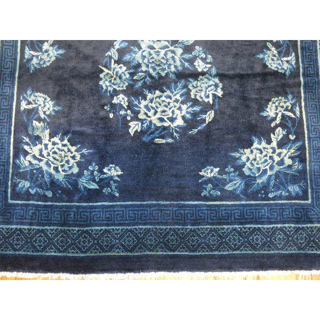 Contemporary Zabihi Collection Midnight Blue Antique Chinese Square Peking Rug For Sale - Image 3 of 6