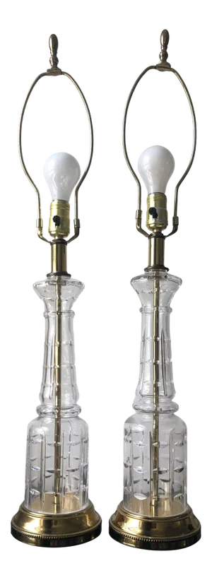 Vintage Cut Crystal Lamps French Modern - a Pair