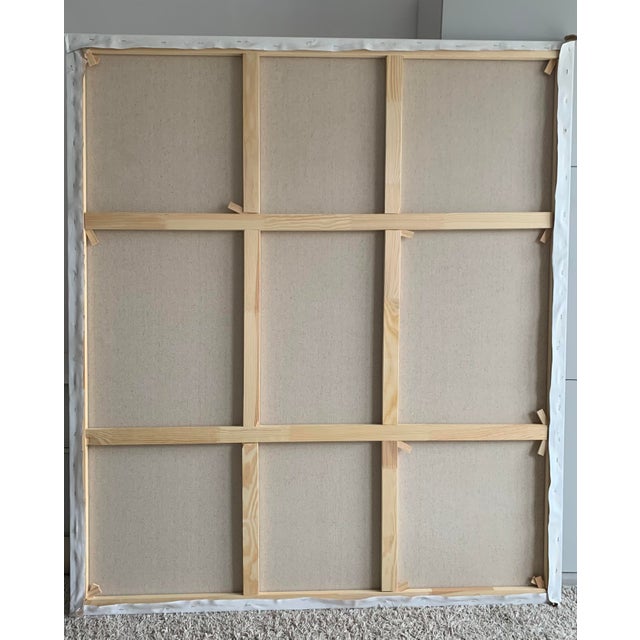 Large Orange Abstract Oil Painting on Canvas, 55x63 Extra Large Textured Wall Art, Minimalist Impasto Ochre Painting, Modern Living Room Decor For Sale - Image 4 of 5