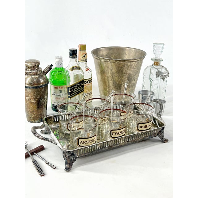Set of Six "Name Your Poison" Apothecary Cocktail Glasses by Cera for Neiman Marcus c.1970 For Sale - Image 9 of 12