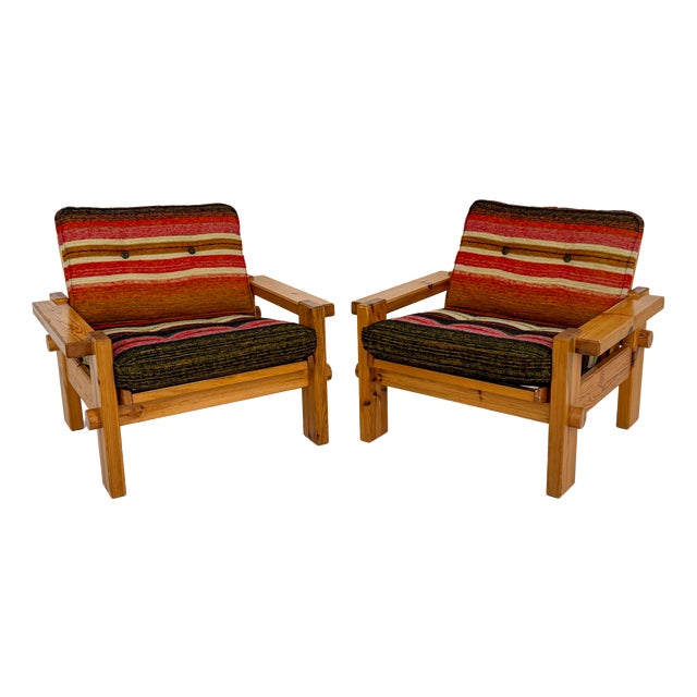 Ramo Pine Lounge Chairs by Yngve Ekström for Swedese, 1970s, Set of 2 For Sale