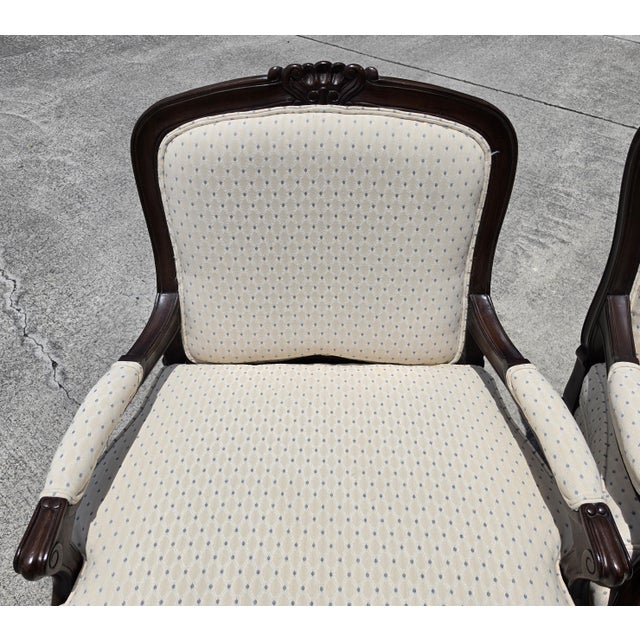 Wood Howard Miller French Country Fauteuil Armchairs a Pair For Sale - Image 7 of 16