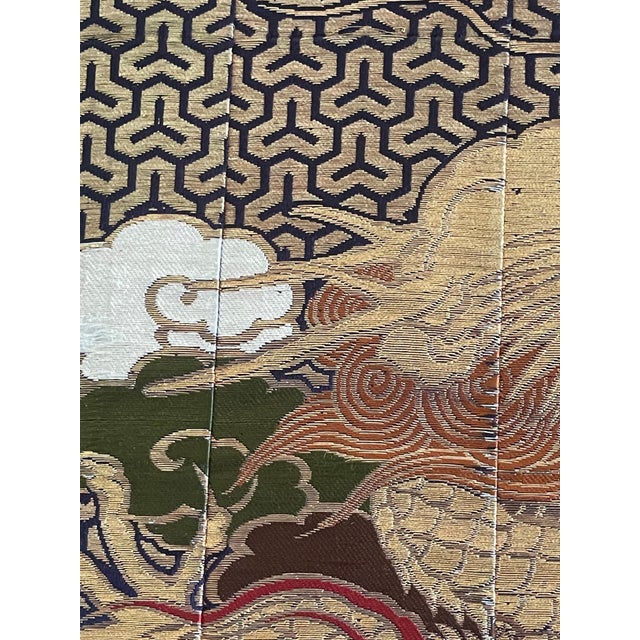 Framed Japanese Woven Textile Panel with Dragon Meiji Period For Sale - Image 4 of 14