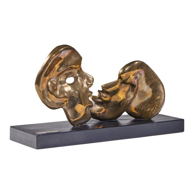 Dorit Levinstein Israeli Two Heads Bronze Sculpture For Sale