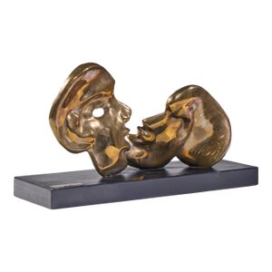Dorit Levinstein Israeli Two Heads Bronze Sculpture