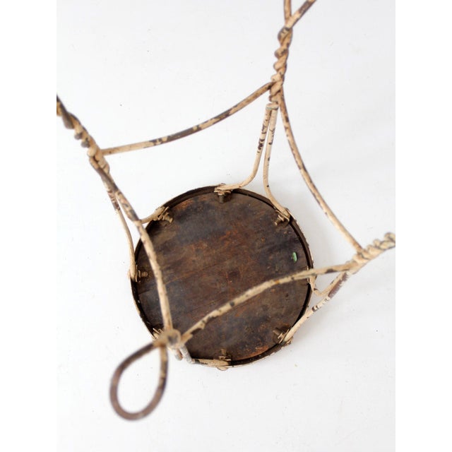 Vintage Twisted Iron Garden Stool With Wood Top For Sale - Image 13 of 14