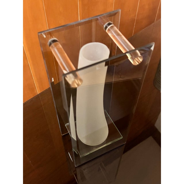 Gray Italian Modernist Architectural Glass Bud Vase For Sale - Image 8 of 14