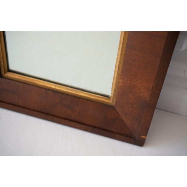 1960s Mid-Century Vintage Rectangular Wood Wall Mirror For Sale - Image 4 of 7