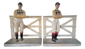 Vintage Kentucky Tavern Creation Jockey / Equestrian Bookends Circa 1947, a Pair