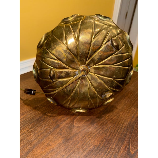 1960's French Feldman Brass Lily Pad Lamp With Snail For Sale - Image 9 of 10