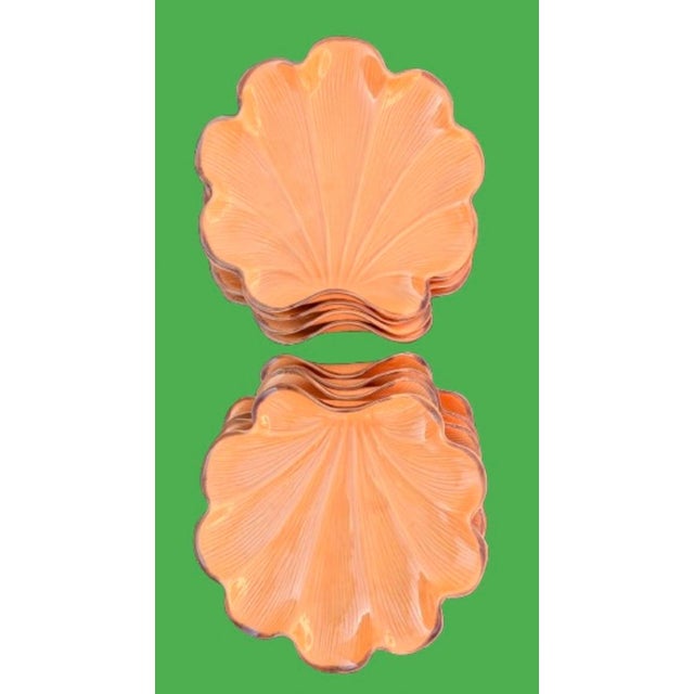 Vintage Italian Costal Clam Shell Extra Large Plates Hand Painted - Set of 12 For Sale - Image 9 of 12