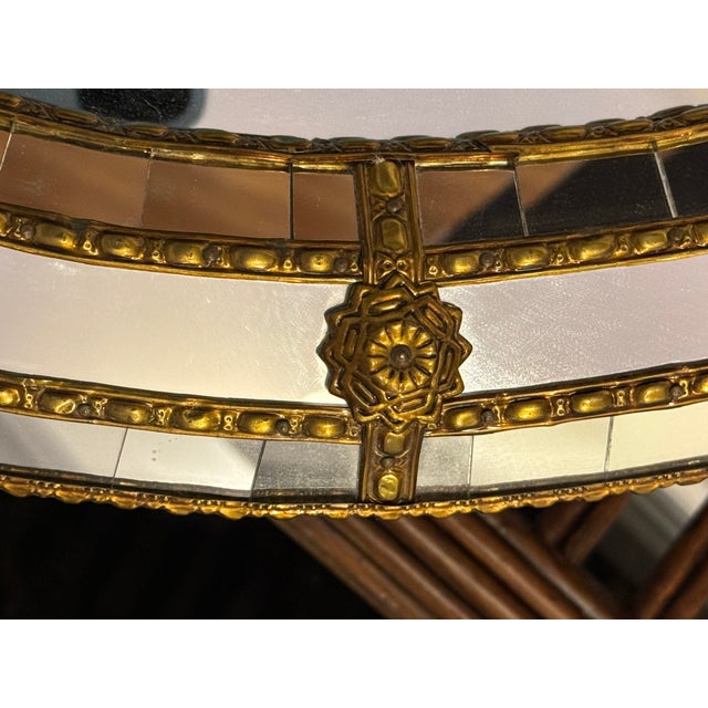 Brass Hollywood Regency Oval Wall Mirror With Brass Accents For Sale - Image 8 of 12